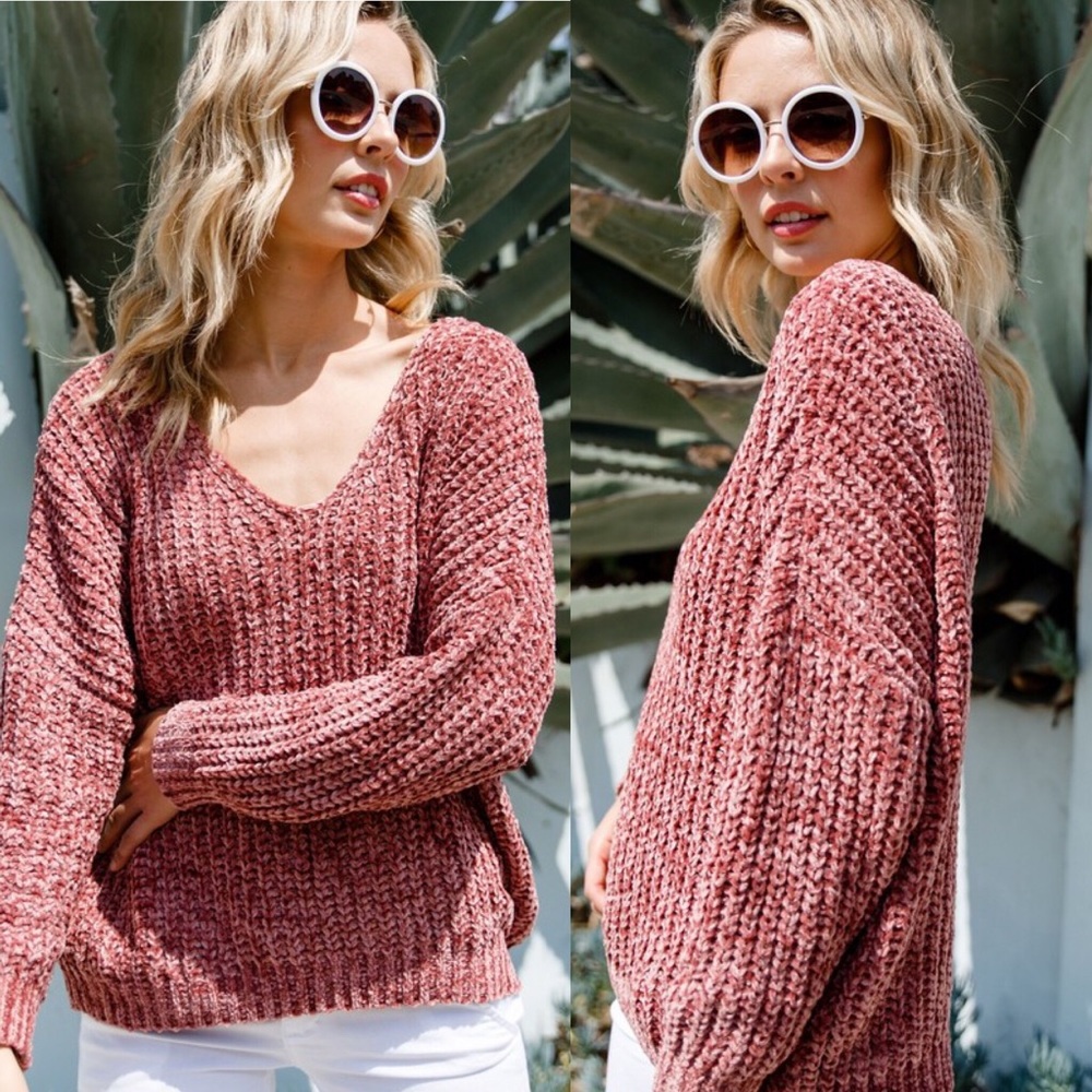 Rust Cozy Chenille Knitted Sweater - Picture 2 of 6